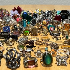 Huge Jewelry Lot- 129 Rings, some damaged, sold as is, vintage to modern